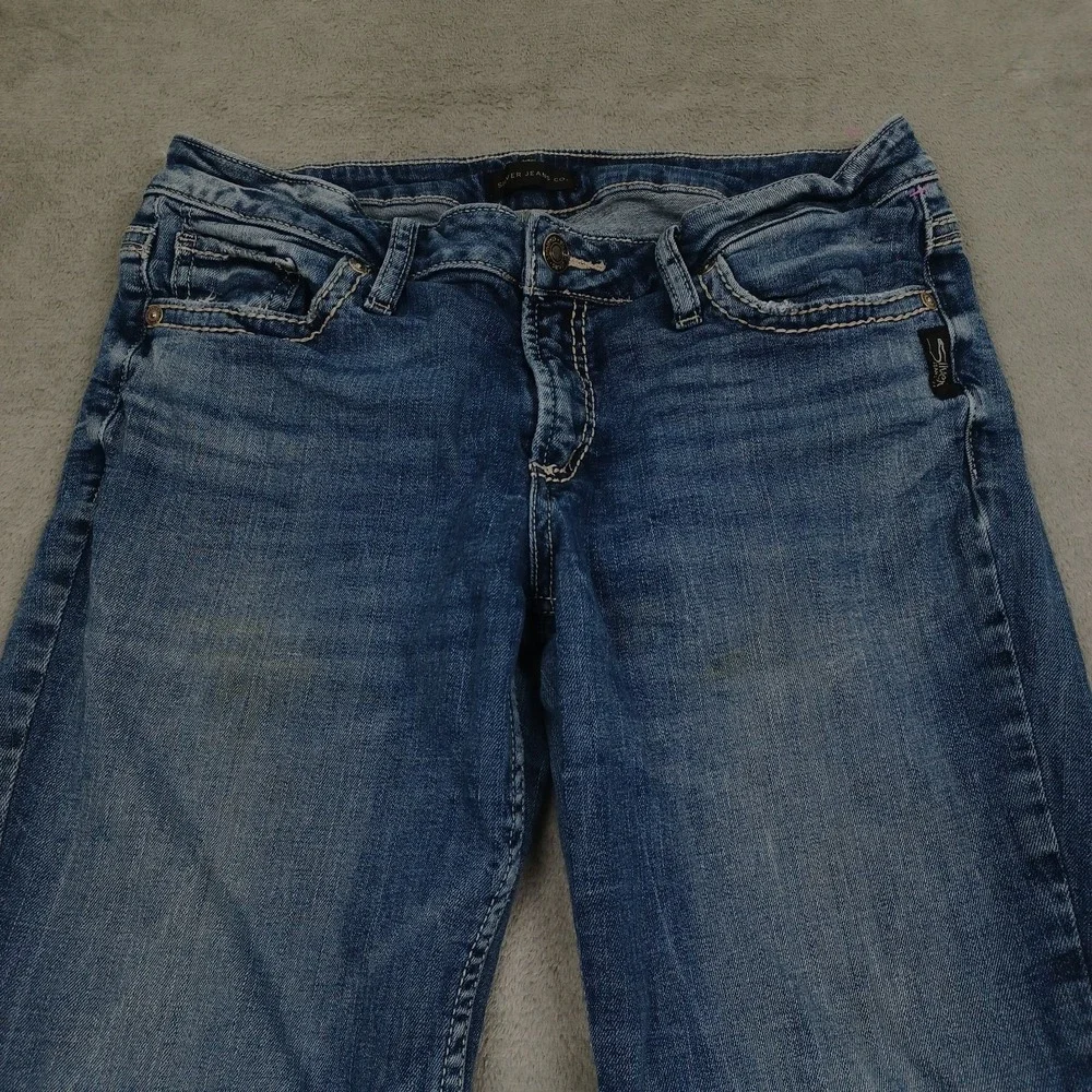 Silver Jeans Jeans Womens 31 Blue Denim Straight Pockets Distressed Modern‎